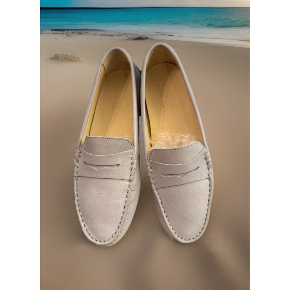 M. Gemi Driving Loafers Shoes Womens 38.5/ 8 Gray Leather Penny Loafer Italy
